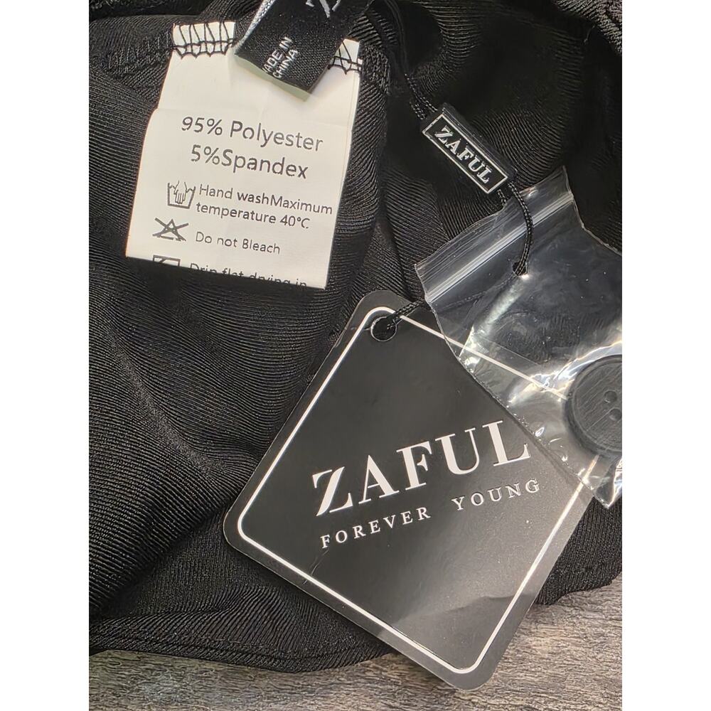 ZAFUL Pants Womens Size L Black Wide Leg Elastic Waist Side Pockets NWT - Picture 7 of 10